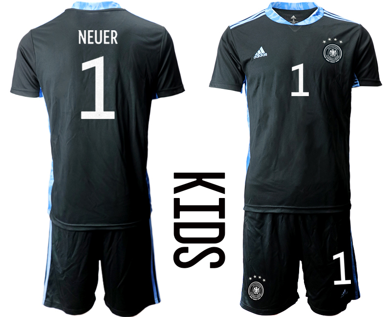 Youth 2021 European Cup Germany black goalkeeper #1 Soccer Jersey->germany jersey->Soccer Country Jersey